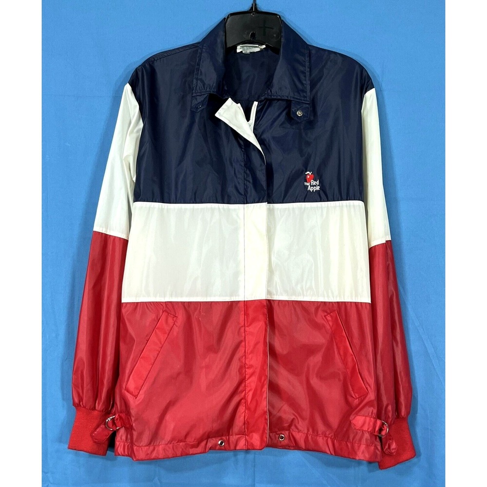 VTG IZOD CLUB Women's RED/WHITE/BLUE Colorblock NYLON Windbreaker/Jacket Sz M